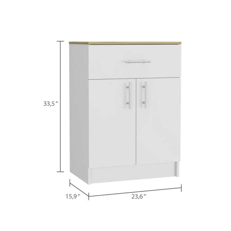 Wilmington 1 Drawer Rectangle Pantry Cabinet White And Light Oak