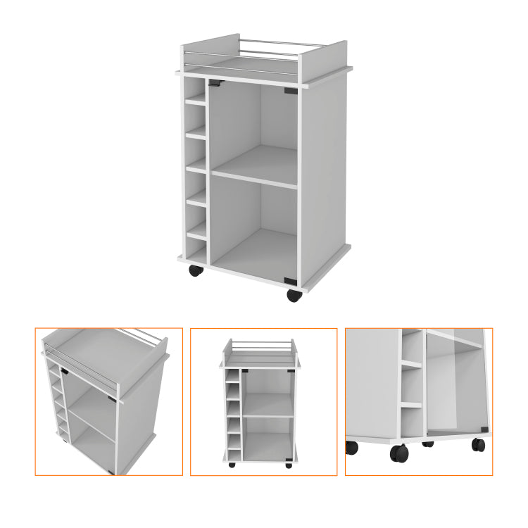 Savannah 6 Bottle 3 Shelf Bar Cart White