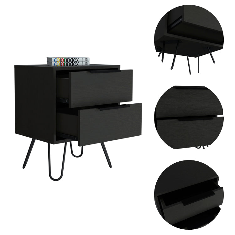 Wenge 2 Drawer Rectangle Nightstand