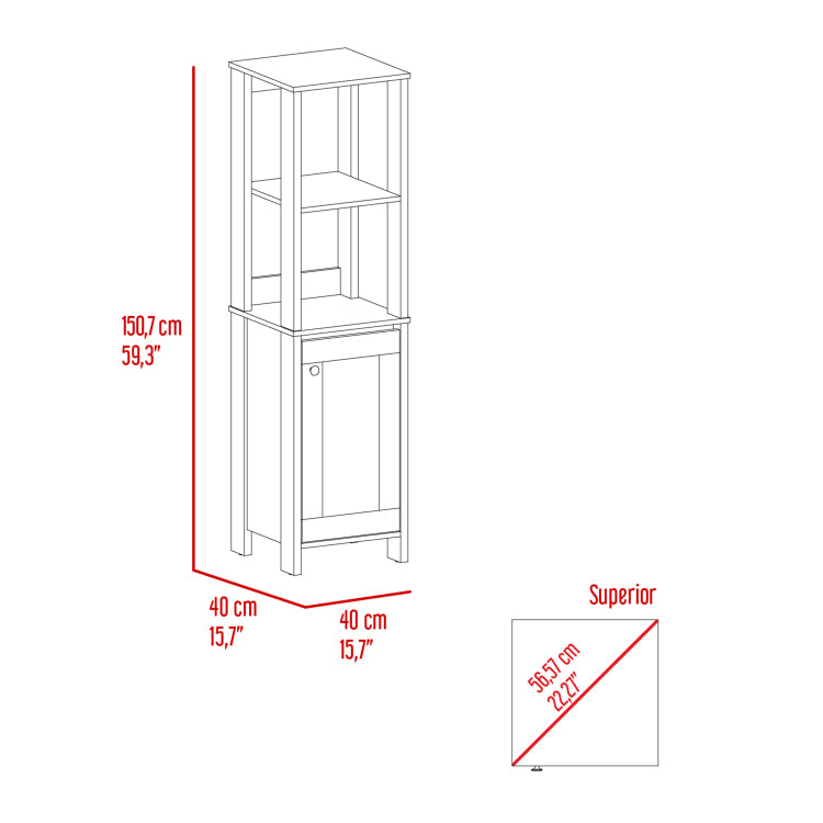 Hanover 4 Shelf Linen Cabinet Light Grey