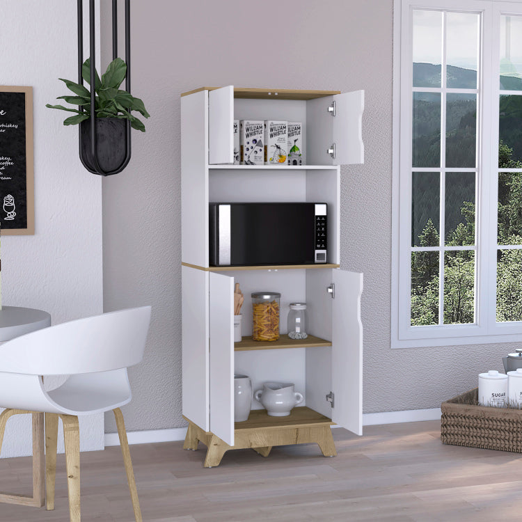 Danville 1 Drawer Microwave Pantry Cabinet Light Oak And White