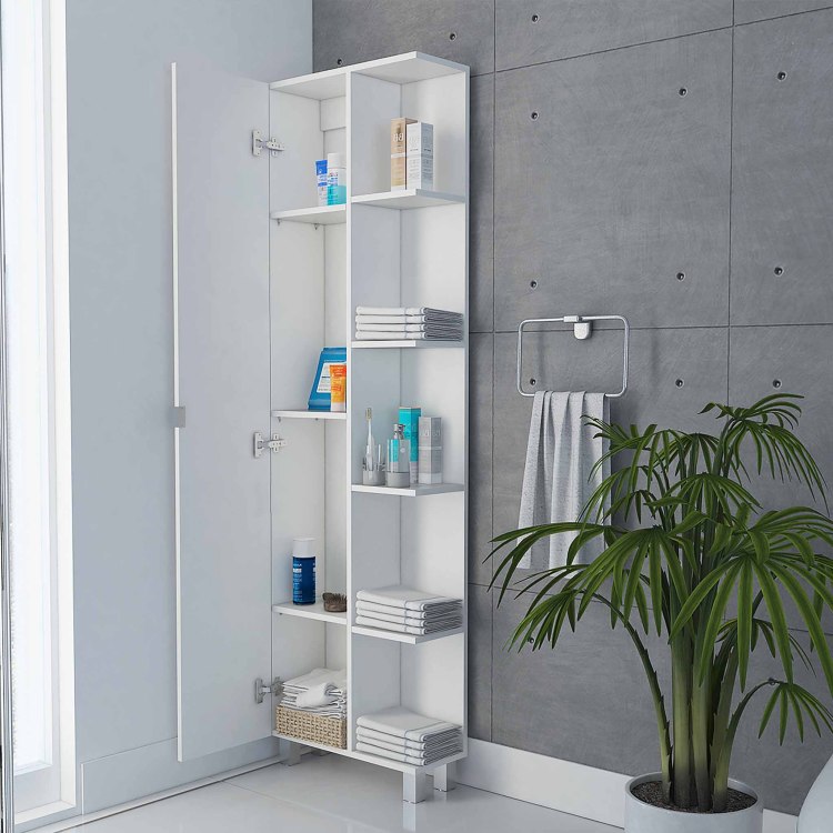 White 5 Shelf Linen Cabinet