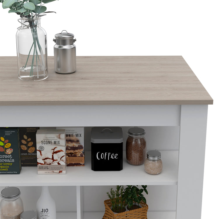 Rockaway 3 Shelf Kitchen Island White And Light Grey
