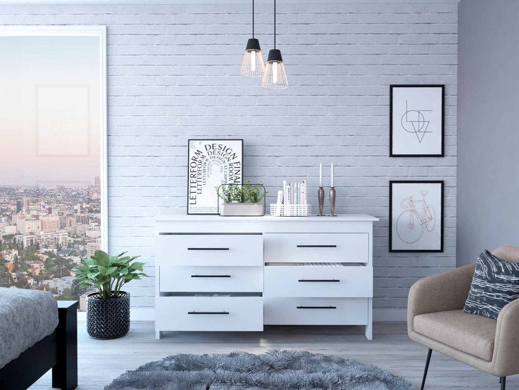 Southington 6 Drawer Rectangle Dresser White
