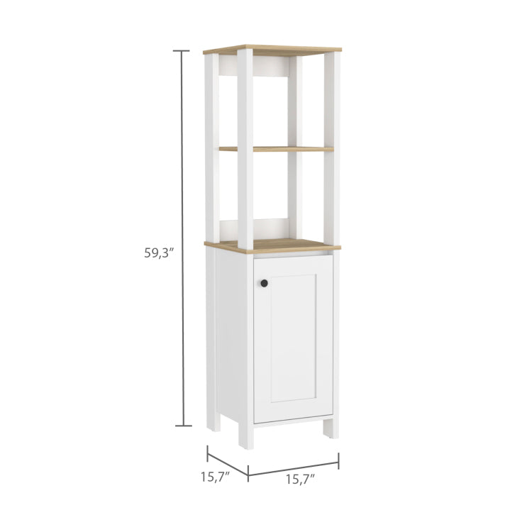 Hanover 4 Shelf Linen Cabinet Light Oak And White