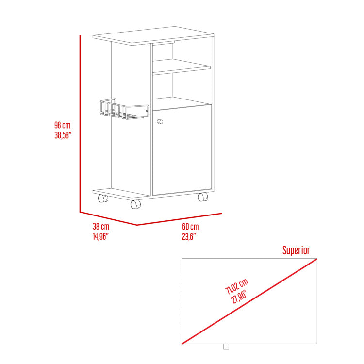 Napenthe 1 Shelf Kitchen Cart With Caster White