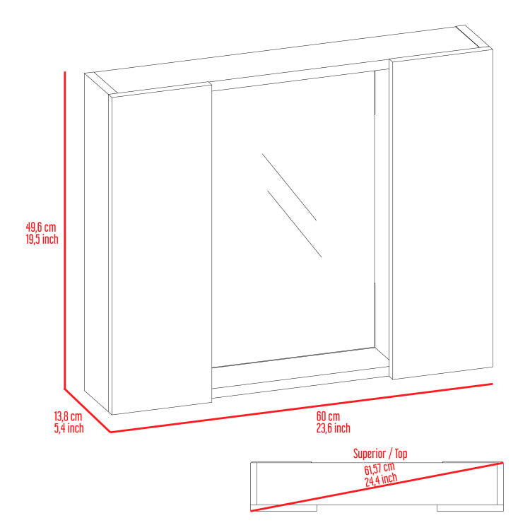 Ellegrini 1 Drawer Medicine Cabinet Light Grey