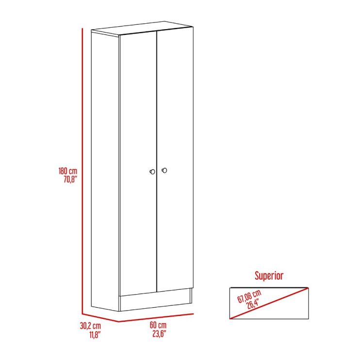 Buxton Rectangle 2 Door Storage Tall Cabinet White Washed Oak