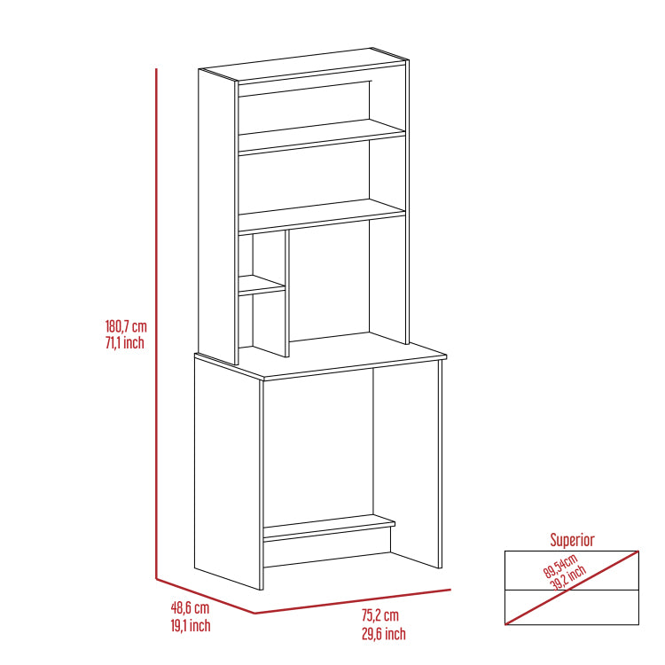 Wenge 4 Shelf Computer Desk With Hutch