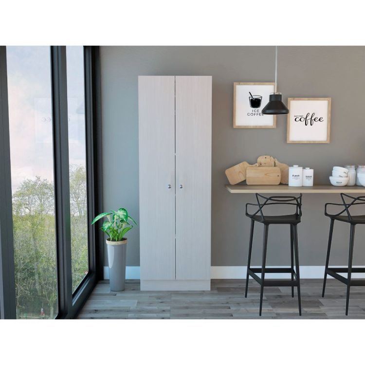 Buxton Rectangle 2 Door Storage Tall Cabinet White Washed Oak