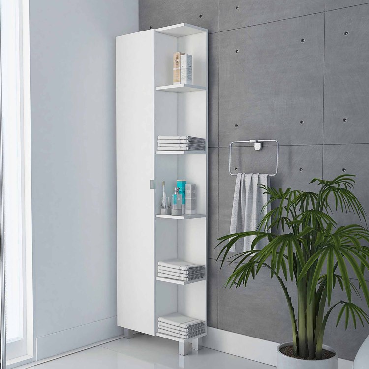 White 5 Shelf Linen Cabinet