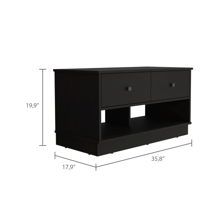 Rectangle 2 Shelf 2 Drawer Storage Bench Wenge
