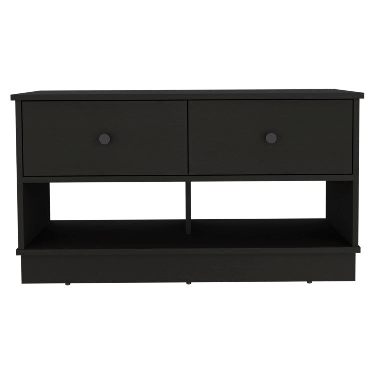 Rectangle 2 Shelf 2 Drawer Storage Bench Wenge