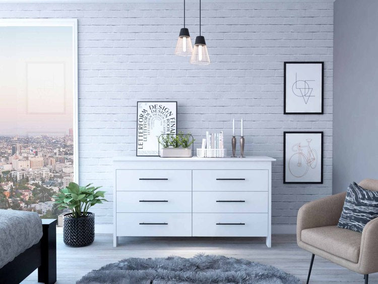 Southington 6 Drawer Rectangle Dresser White