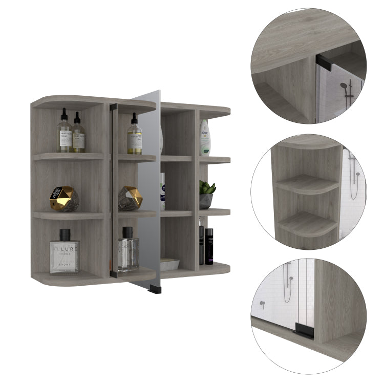 Roseburg 6 Shelf Medicine Cabinet With Mirorr Light Grey