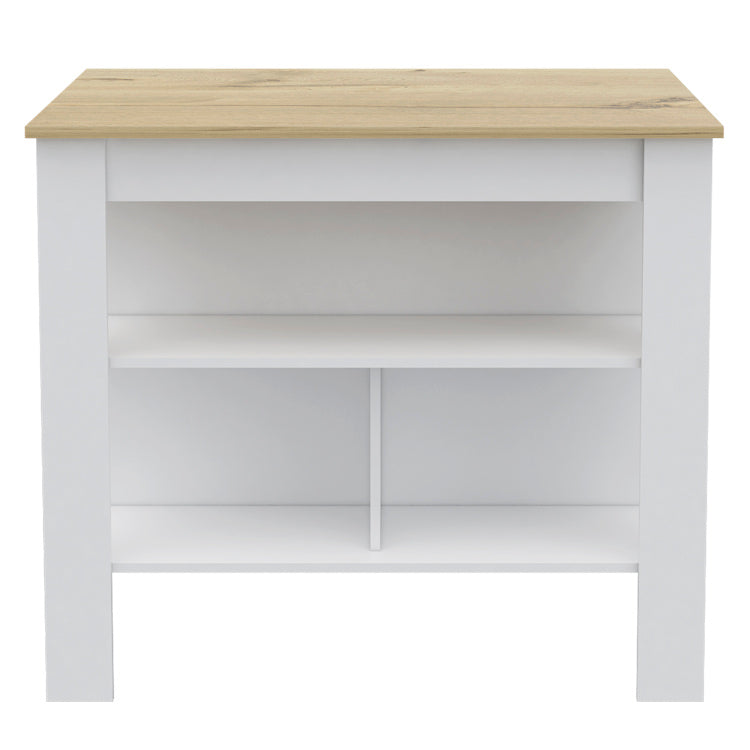 Rockaway 3 Shelf Kitchen Island White And Light Oak