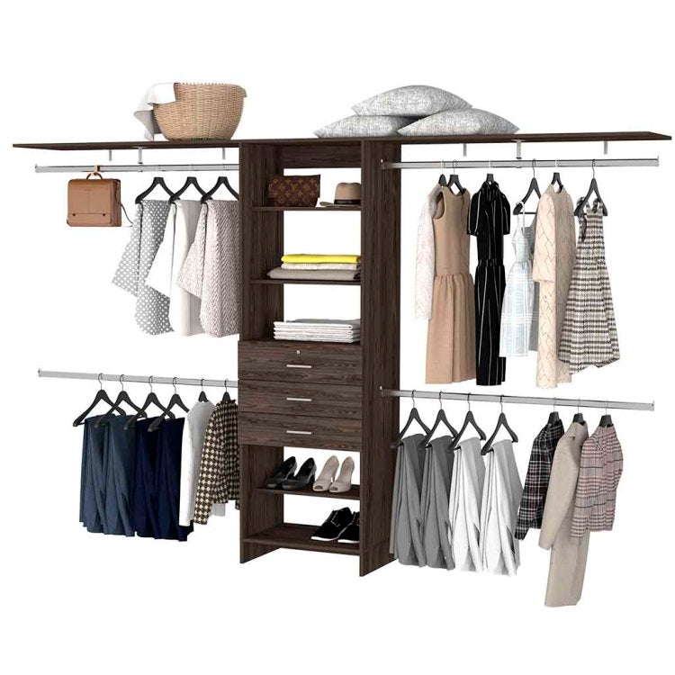 Brentwood 3 Drawer 4 Shelf Closet System Dark Walnut