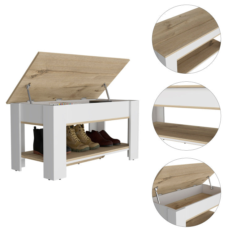 Karmen 1 Shelf Lid Top Storage Table Light Oak And White