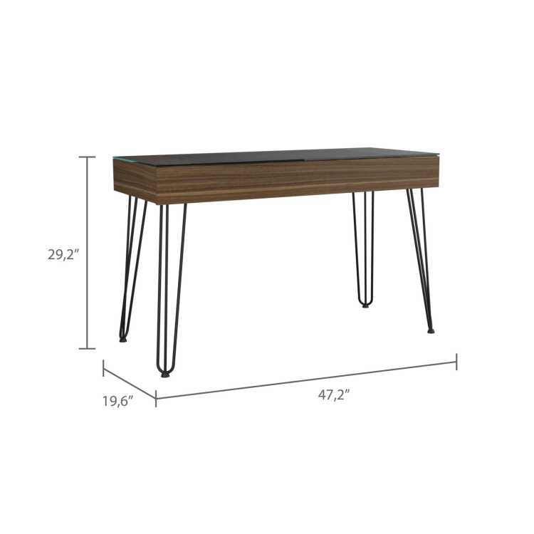 Mahogany 1 Drawer Rectangle Writing Desk With Hairpin Legs