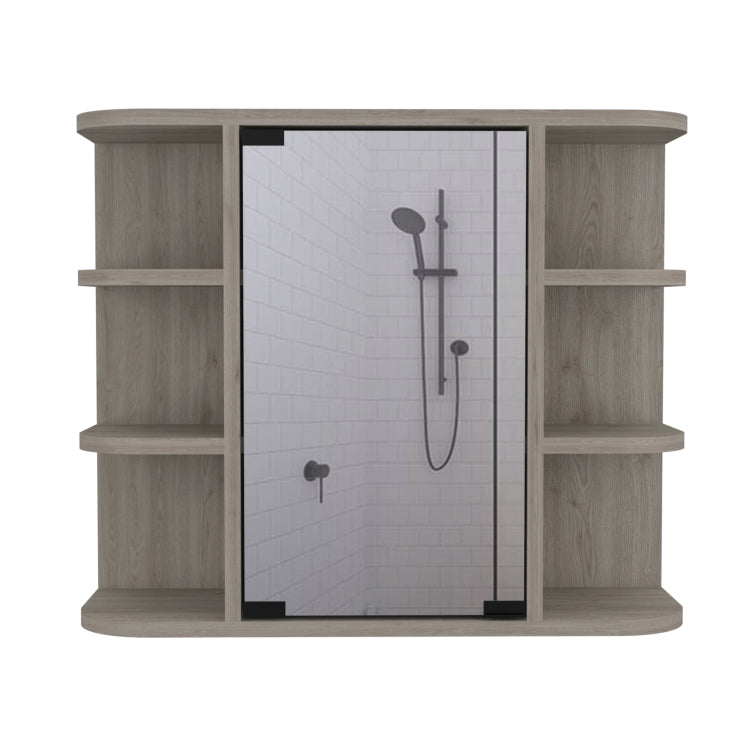 Roseburg 6 Shelf Medicine Cabinet With Mirorr Light Grey