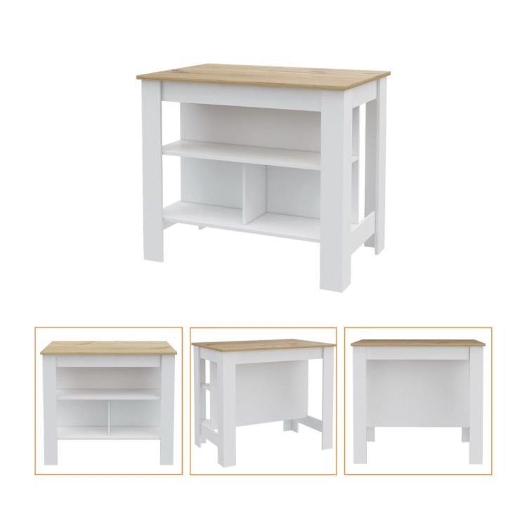 Rockaway 3 Shelf Kitchen Island White And Light Oak