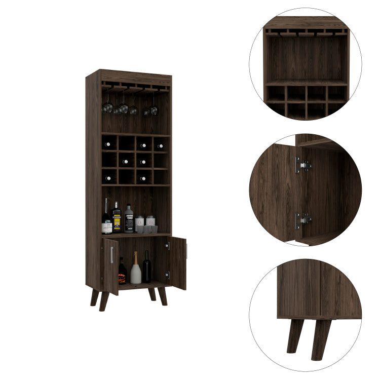 Dark Walnut 1 Drawer 2 Shelf Bar Cabinet
