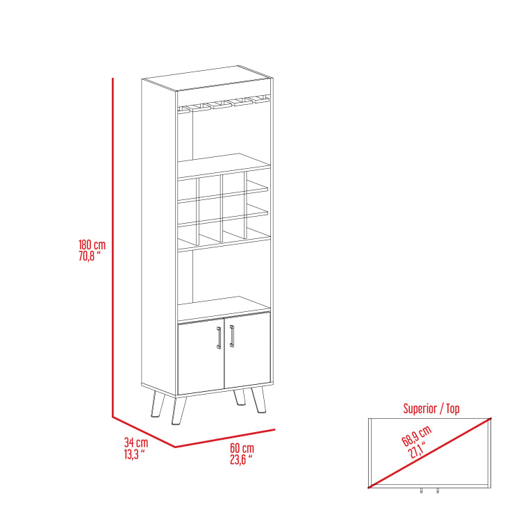 Dark Walnut 1 Drawer 2 Shelf Bar Cabinet
