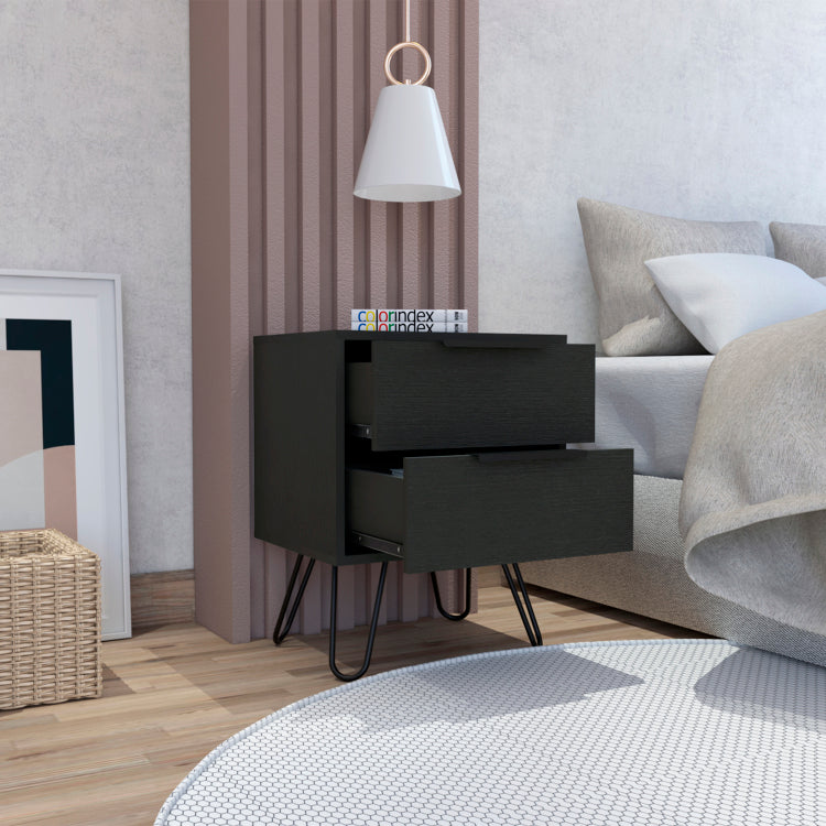 Wenge 2 Drawer Rectangle Nightstand