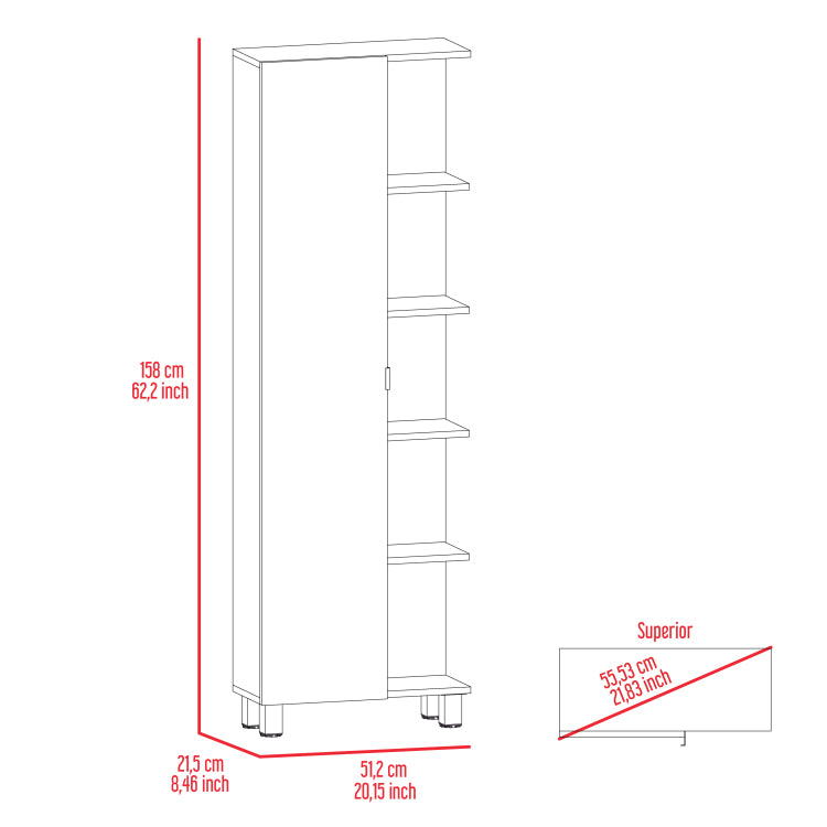 Portland 5 Shelf Linen Cabinet Light Oak