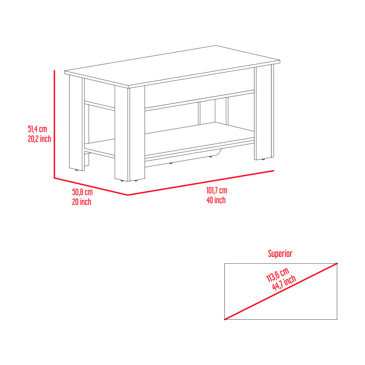 Karmen 1 Shelf Lid Top Storage Table Light Oak And White