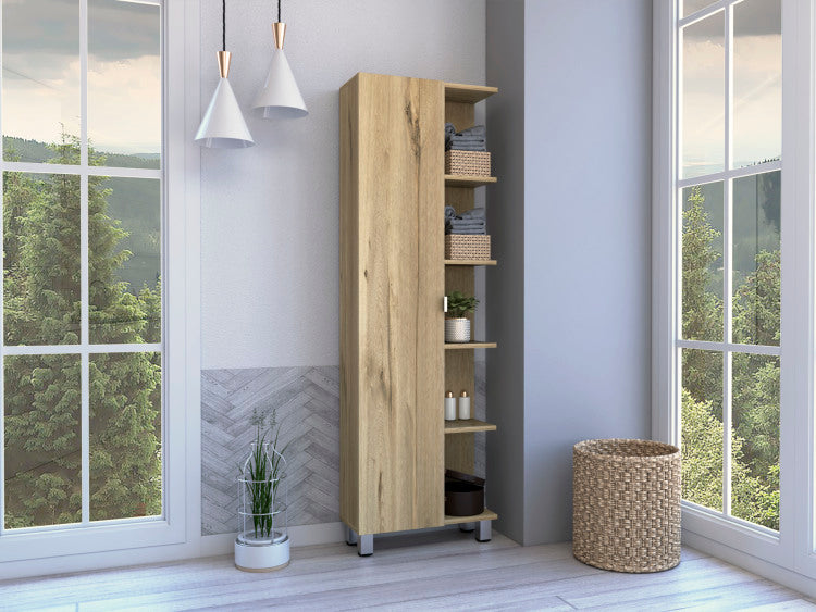 Portland 5 Shelf Linen Cabinet Light Oak
