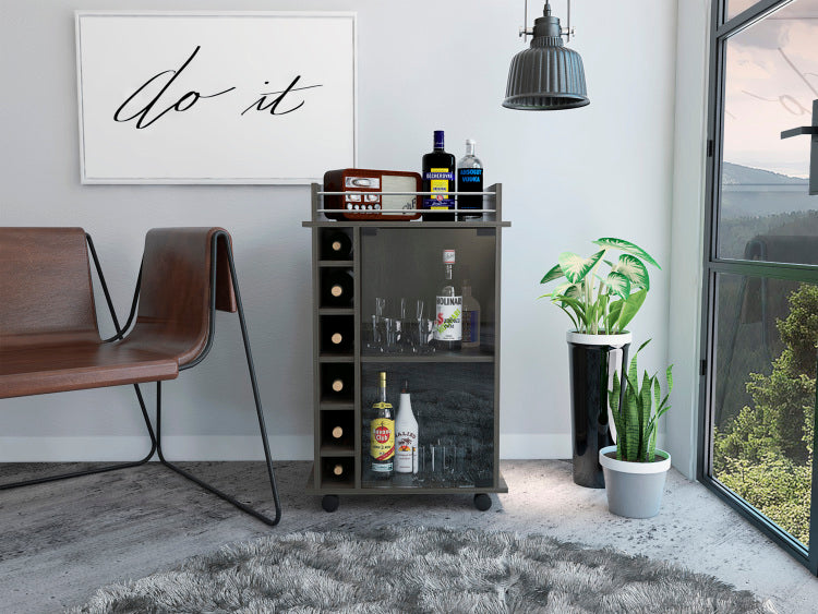 Savannah 6 Bottle 3 Shelf Bar Cart Carbon Espresso