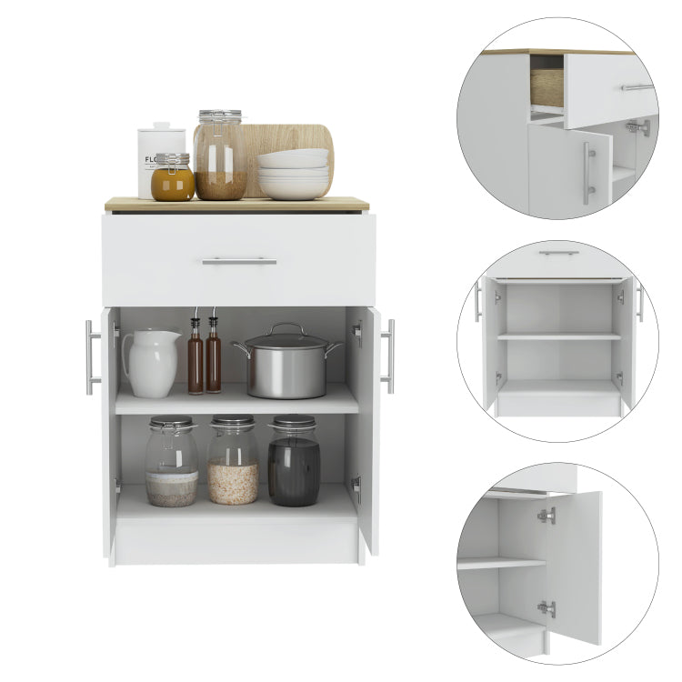 Wilmington 1 Drawer Rectangle Pantry Cabinet White And Light Oak