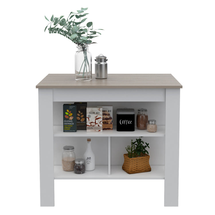 Rockaway 3 Shelf Kitchen Island White And Light Grey