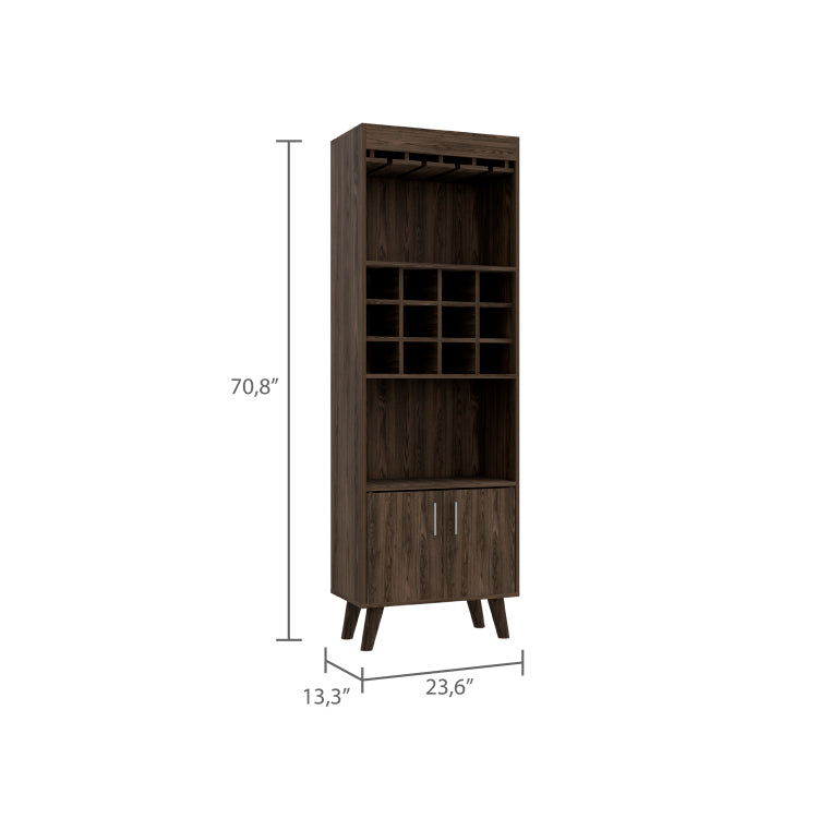Dark Walnut 1 Drawer 2 Shelf Bar Cabinet