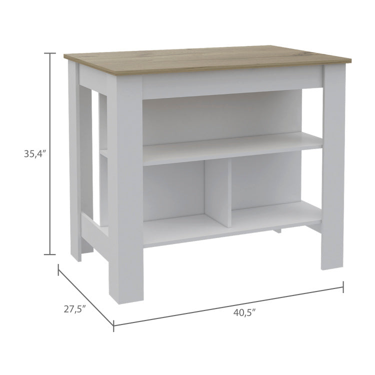 Rockaway 3 Shelf Kitchen Island White And Light Oak