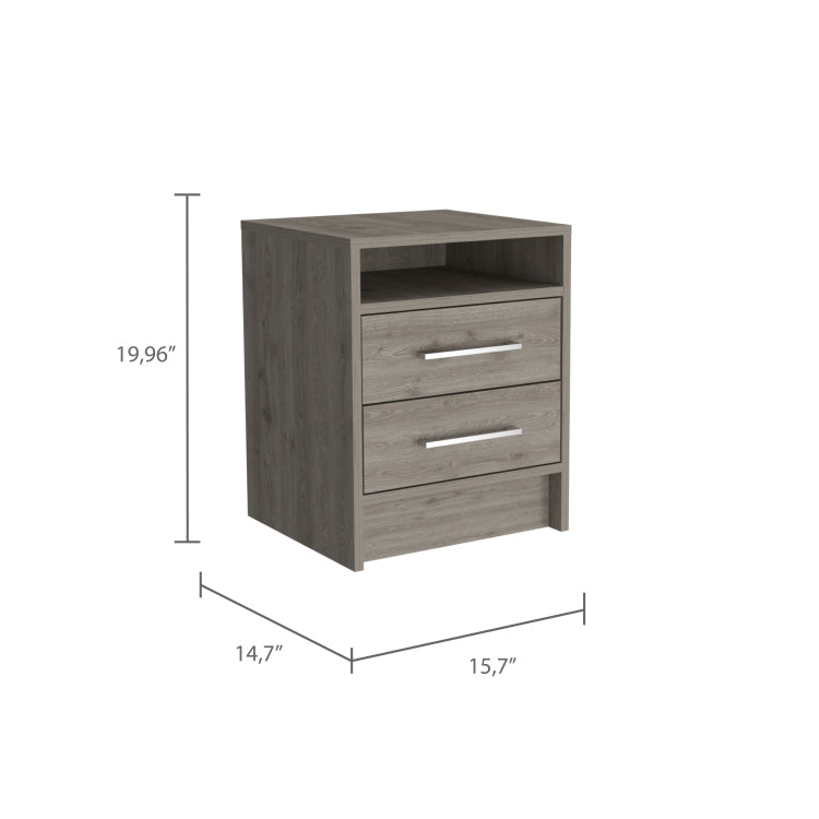 Rowley 2 Drawer 1 Shelf Rectangle Nightstand Light Grey