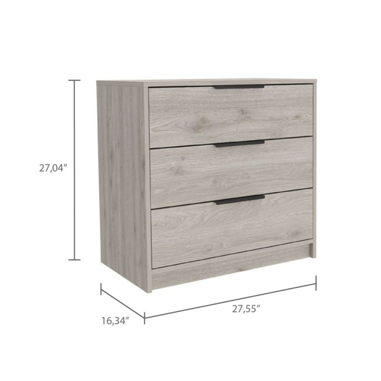 Cannon 3 Drawer Rectangle Dresser Light Grey