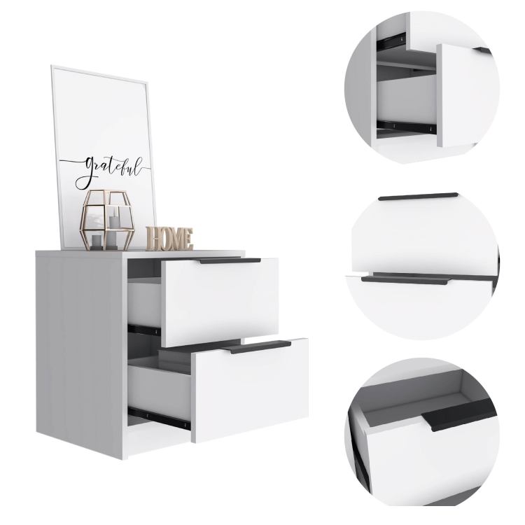 Cannon 2 Drawer Nightstand White