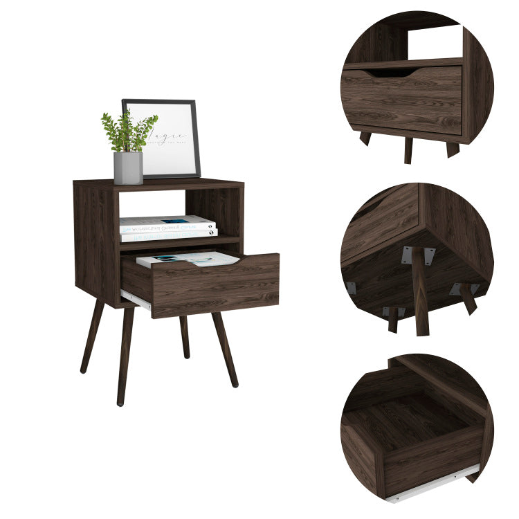Haverson 1 Drawer 1 Shelf Nightstand Dark Walnut