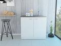 White Rectangle 2 Door Utility Sink And Cabinet