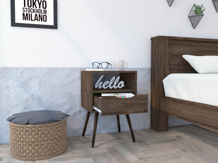 Haverson 1 Drawer 1 Shelf Nightstand Dark Walnut