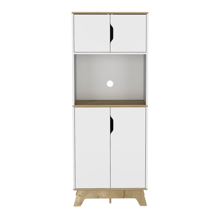 Danville 1 Drawer Microwave Pantry Cabinet Light Oak And White