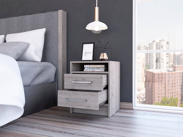 Rowley 2 Drawer 1 Shelf Rectangle Nightstand Light Grey