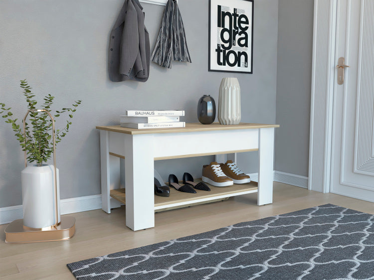 Karmen 1 Shelf Lid Top Storage Table Light Oak And White