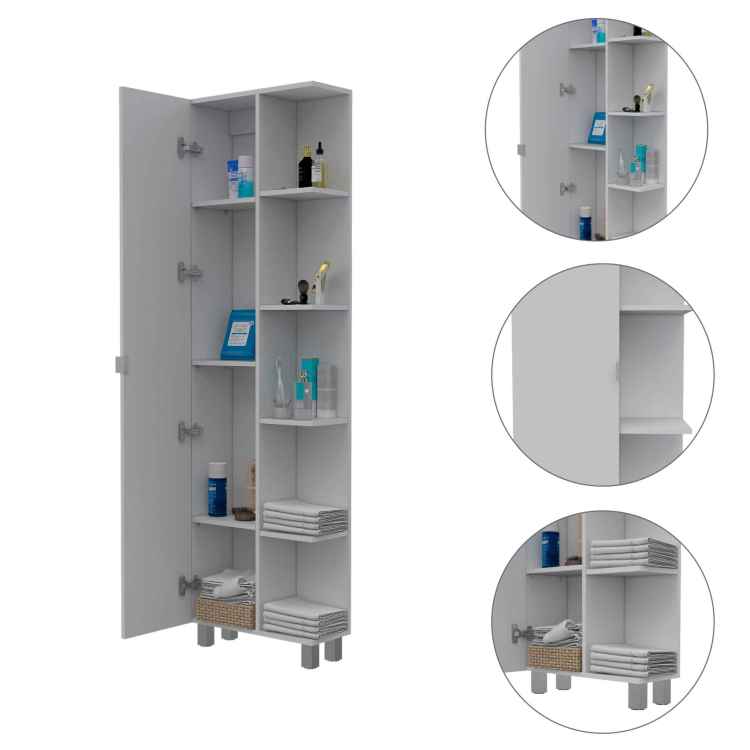 White 5 Shelf Linen Cabinet
