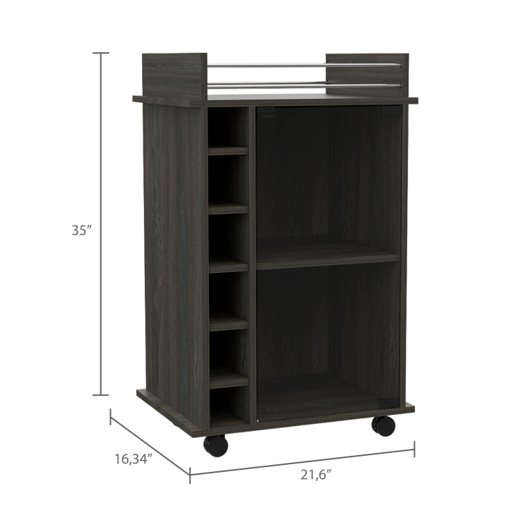 Savannah 6 Bottle 3 Shelf Bar Cart Carbon Espresso