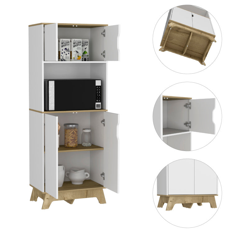 Danville 1 Drawer Microwave Pantry Cabinet Light Oak And White