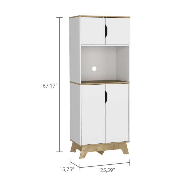 Danville 1 Drawer Microwave Pantry Cabinet Light Oak And White