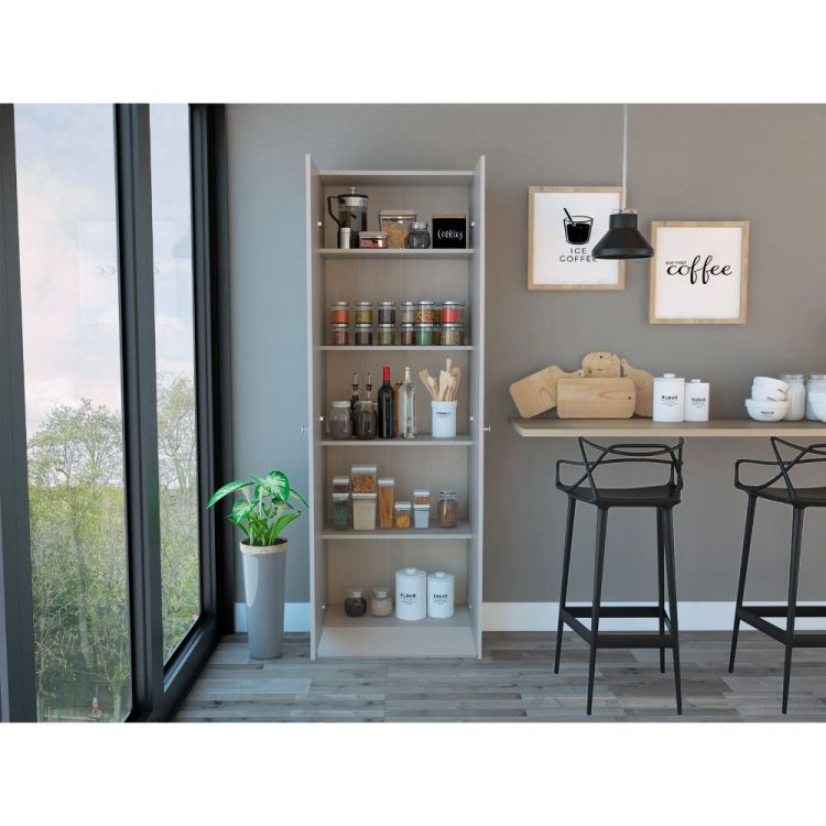Buxton Rectangle 2 Door Storage Tall Cabinet White Washed Oak